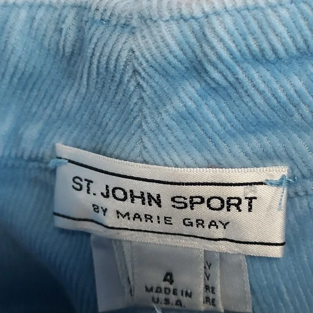 St.‎ John Sport Marie Gray Light Blue Women's Corduroy Pants Size 4